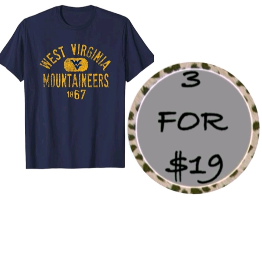 3/$19 WVU West Virginia Mountaineers college short sleeve T-shirt